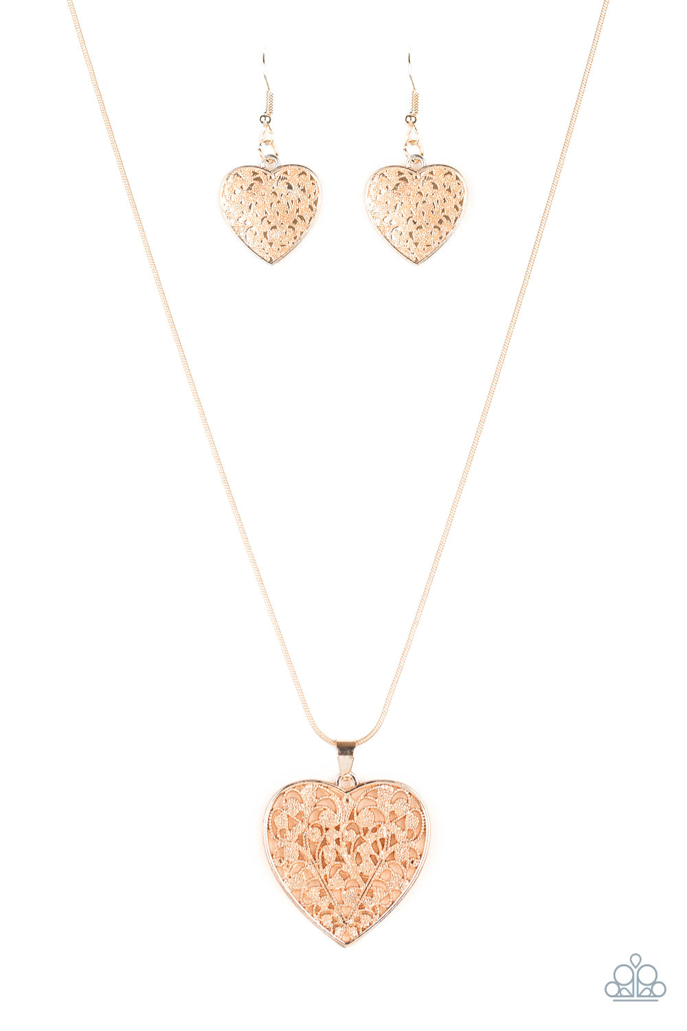 Paparazzi Lock Up Your Valuables Rose Gold Necklace & Earring Set